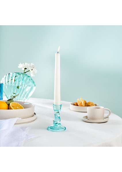 Karaca Boris Cam Şamdan Turkuaz 6,5 x 6,5 x 9 cm