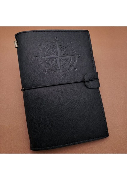Büro Ev Ofis Hediyesi Için Siyah Deri Yapım Pusula Motif Defter fiyatları