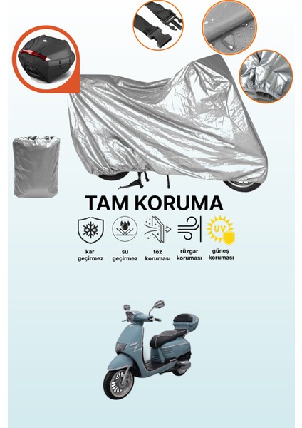 Gri Arka Çanta Uyumlu Kral Motor Rigil 125 Uyumlu Motor Brandası, Koruyucu Örtü