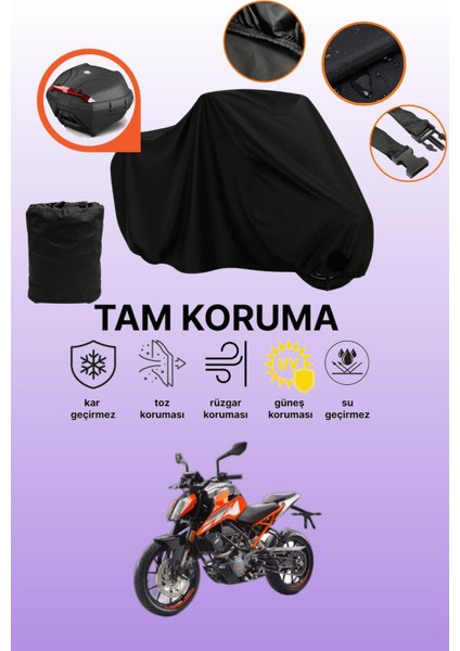 Siyah Arka Çanta Uyumlu Ktm 125 Duke Uyumlu Motosiklet Brandası, Koruyucu Örtü