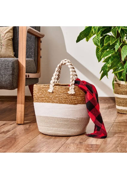 Living Boho Style Büyük Örgü Sepet - Renkli - 25X25 cm