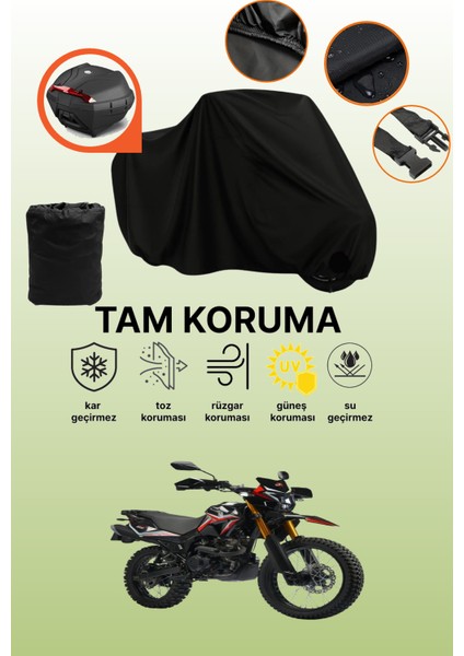 Siyah Arka Çanta Uyumlu Motolux Cortado 200 Off Uyumlu Motosiklet Brandası, Koruyucu Örtü