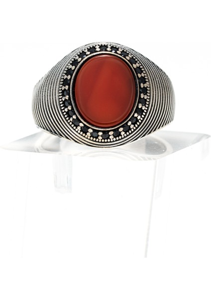 Kırmızı Akik Taşlı 925 Ayar Gümüş Erkek Yüzük – Klasik ve Şık Tasarım fiyatları