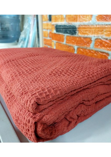 %100 Pamuk Çift Kişilik Pike 240X220 (Tek Pike)-Brick Red