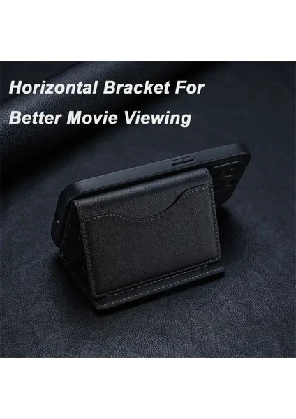 Magsafe Özellikli Mıknatıslı 5 Bölmeli Stand Olabilen Suni Deri Kartlık