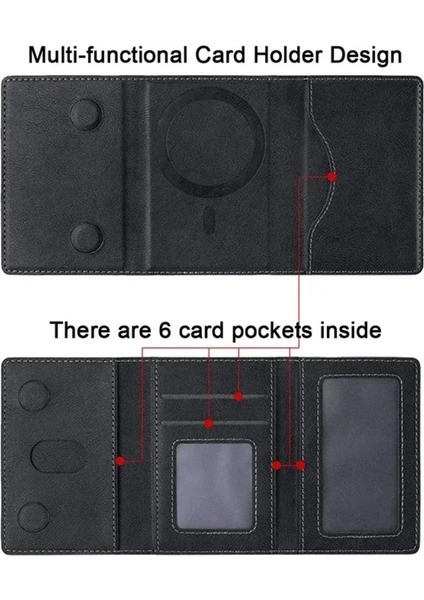 Magsafe Özellikli Mıknatıslı 5 Bölmeli Stand Olabilen Suni Deri Kartlık modelleri