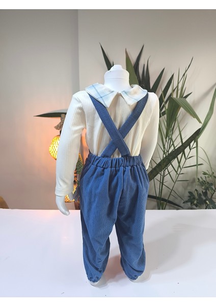 Ekose Bebe Yaka Kareli Askılı Salopet Takım Fitilli Kadife Tulumlu modelleri