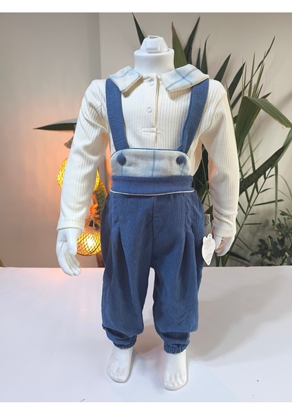 Ekose Bebe Yaka Kareli Askılı Salopet Takım Fitilli Kadife Tulumlu fırsatları