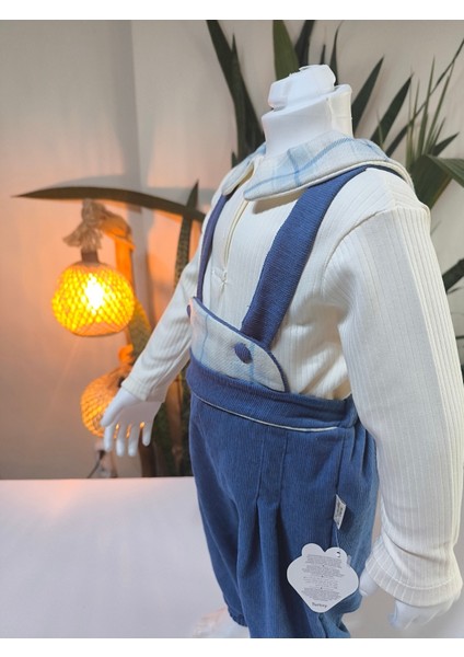 Ekose Bebe Yaka Kareli Askılı Salopet Takım Fitilli Kadife Tulumlu indirimleri