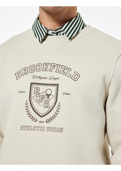 Uzun Kollu Bisiklet Yaka Baskılı Sweatshirt indirimleri