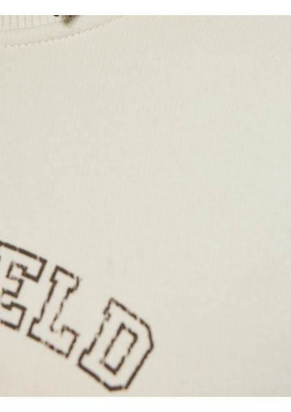 Uzun Kollu Bisiklet Yaka Baskılı Sweatshirt