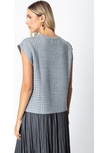 Kadın Önü Bağlamalı Süveter 65337 Gri fırsatları