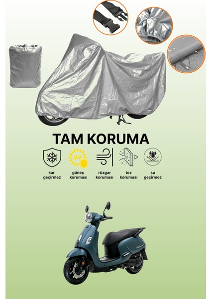 Gri Sym Fiddle Iv 125 Uyumlu Motosiklet Brandası, Koruyucu Örtü, Motor Branda