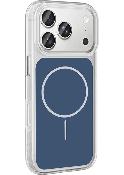 Apple iPhone 17 Pro Kılıf M-Safe Şarj Özellikli Metal Buton Tasarımlı Ikonik Sert Silikon Kapak