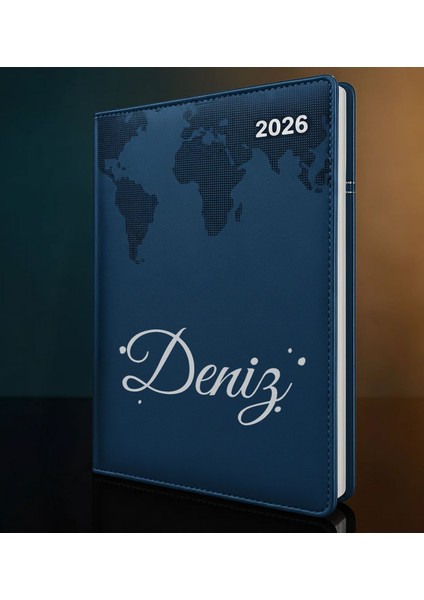 Kişiye Özel Isimli Termo Sert Kapak 2026 Lacivert Ajanda -3, Öğretmenler Günü Hediyesi, Yeni Iş Hediyesi