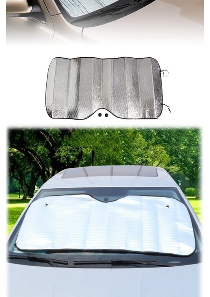 Güneşten Koruyucu Güneşlik 130X60 cm Araba Ön Cam Güneşliği Vantuzlu Alüminyum Katlanabilir Tr