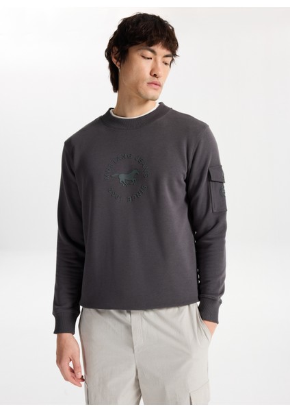 Bisiklet Yaka Antrasit Erkek Sweatshırt M5WM-SWT1501 fırsatları