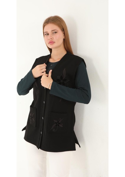 Çelik Örme Nakışlı Desenli Düğmeli Anne Yelek 2311 fırsatları