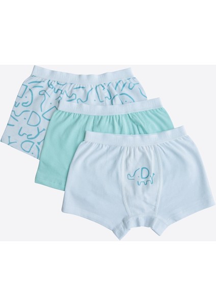 Organik Elephant 3'lü Boxer Mavi