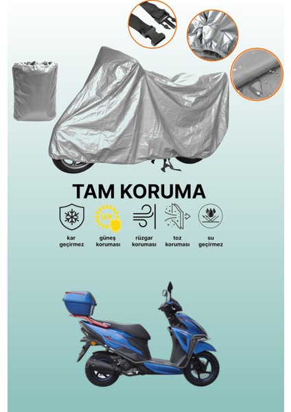 Gri Yuki Crypto 125 Uyumlu Motosiklet Brandası, Koruyucu Örtü, Motor Branda