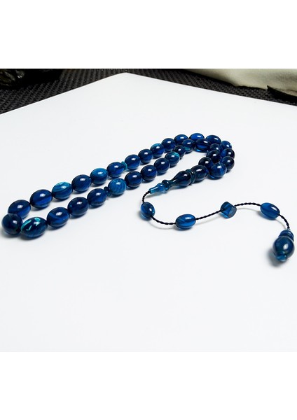 Mavi Renk Ateş Kehribarı Tesbih modelleri