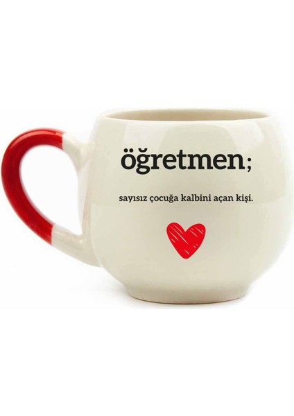 Öğretmen; Sayısız Çocuğa Kalbini Açan Kişi.krem Parlak Balon Kupa - Hediyelik Kupa Fincan Mug