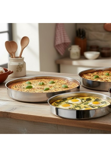 Paslanmaz Çelik Fırın Tepsi 304 - 18/10 Malzeme 28 cm