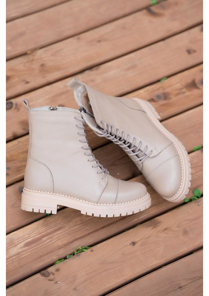 Roy Bağcıklı Kadın Hakiki Deri Postal Vizon