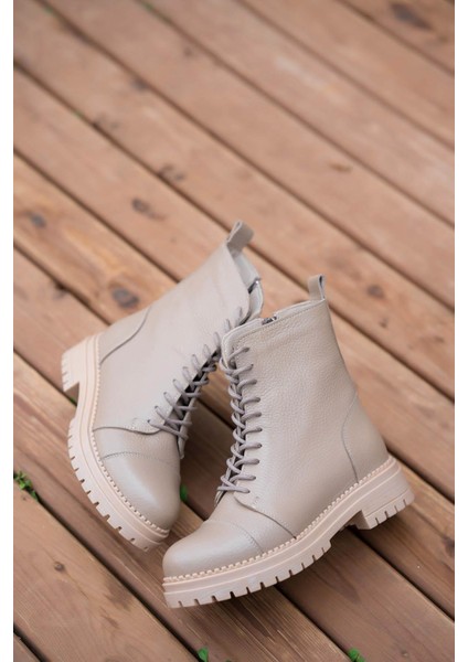 Roy Bağcıklı Kadın Hakiki Deri Postal Vizon