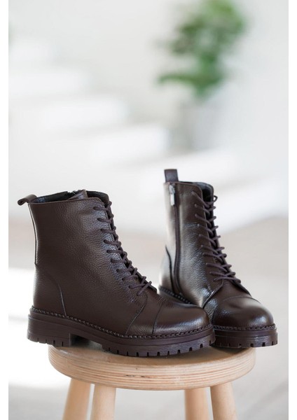 Roy Bağcıklı Kadın Hakiki Deri Postal Kahverengi indirimleri