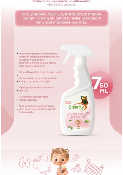 Bitkisel Kokusuz Leke Çıkarıcı - Baby 750 ml | Bebek Çamaşırı & Ev Yüzeyleri Için fırsatları