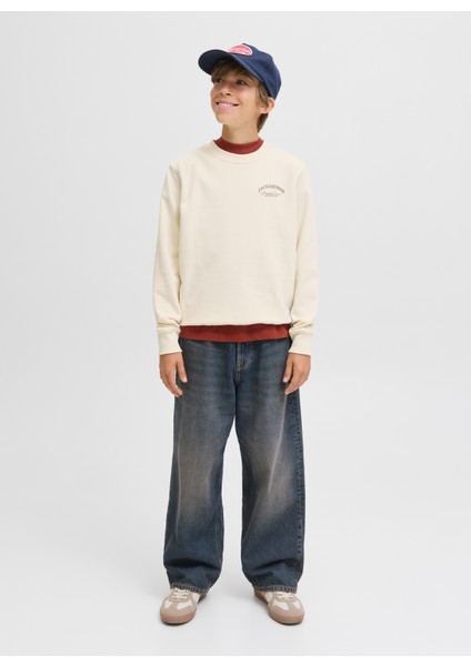 Baskılı Erkek Çocuk Krem Sweatshırt 12269298