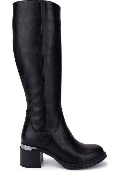 Kadın Suni Deri Siyah Topuklu Çizme 889 1424 Bn Czm SK25-26 Sıyah