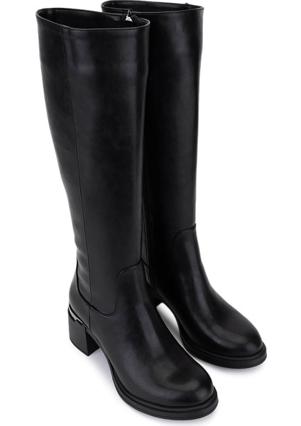 Kadın Suni Deri Siyah Topuklu Çizme 889 1424 Bn Czm SK25-26 Sıyah fiyatları