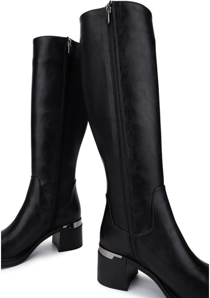 Kadın Suni Deri Siyah Topuklu Çizme 889 1424 Bn Czm SK25-26 Sıyah fırsatları