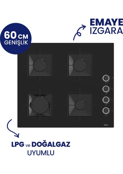 Flowart Turbolu Siyah Cam Amörtisörlü Silenart Ankastre Set QBL62CS - SS205 - D080SA modelleri