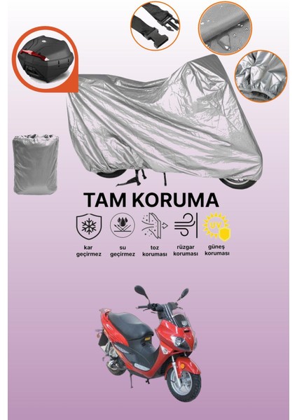 Gri Arka Çanta Uyumlu Asya As 150 T 19 A Uyumlu Motor Brandası, Koruyucu Örtü