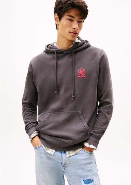 Kapüşon Yaka Siyah Erkek Sweatshırt DM0DM22085BDS Tjm Reg Washed Crest fiyatları