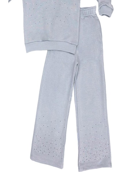 Kız Çocuk 3 Iplik Taş Detaylı Alt-Üst Takım 4-12 Yaş 12346 modelleri