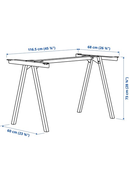 Trotten Masa Iskeleti Beyaz 120 x 70 x 75 cm fiyatları