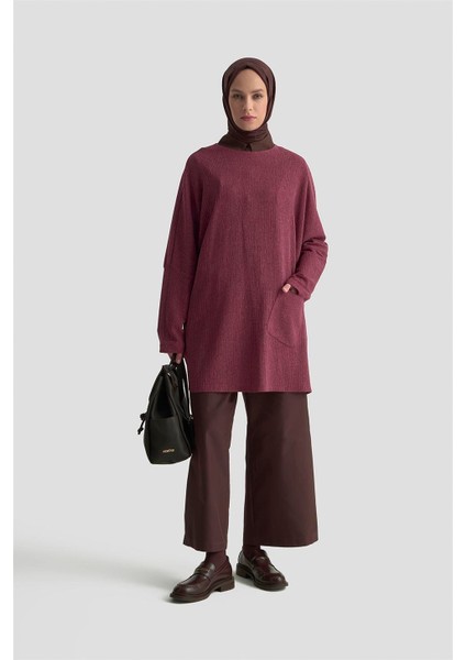 Basic Örme Tunik 25KD1118 Bordo