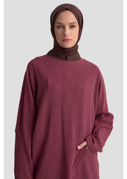 Basic Örme Tunik 25KD1118 Bordo modelleri