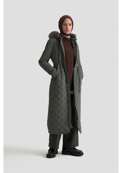 Kürklü Kapitone Kaban 25KD2501 Gri fiyatları