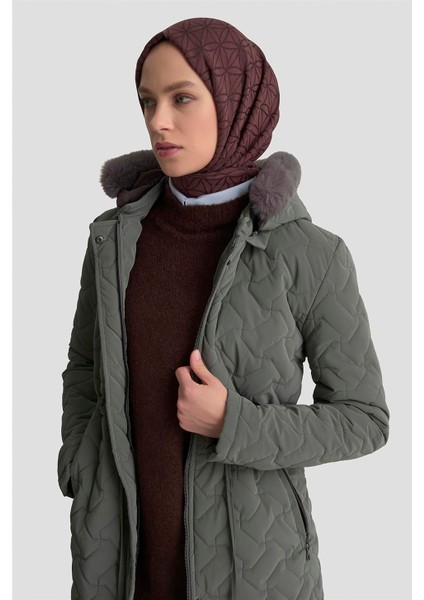 Kürklü Kapitone Kaban 25KD2501 Gri modelleri