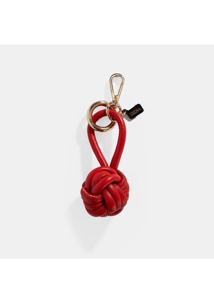 Kırmızı Düğüm Detaylı Deri Anahtarlık