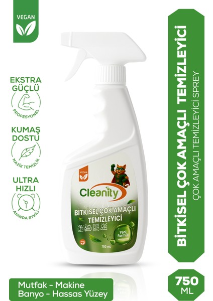 Bitkisel Çok Amaçlı Temizleyici 750 ml | Leke Çıkarıcı, Yağ Sökücü, Yüzey Temizleyici