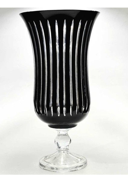 El Yapımı Kristal Vertical Desenli Siyah Dekoratif Vazo modelleri