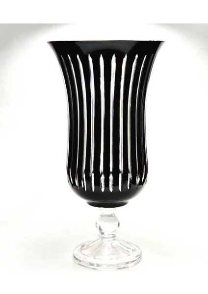 El Yapımı Kristal Vertical Desenli Siyah Dekoratif Vazo fırsatları