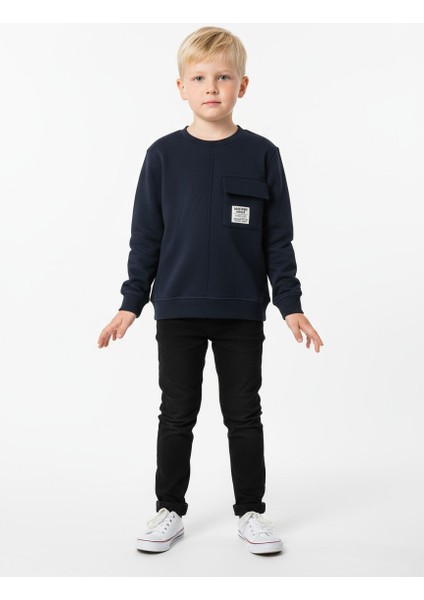 Cep Detaylı Şardonlu Erkek Çocuk Sweatshirt