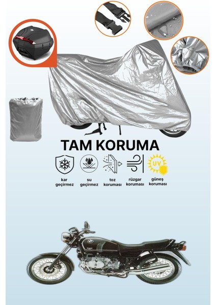 Gri Arka Çanta Uyumlu Bmw R 100 R Uyumlu Motor Brandası, Koruyucu Örtü